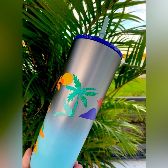 Starbuck Beach Stainless Steel Cup Insulated Palm Tree Tumbler Venti 24oz New - Picture 12 of 17